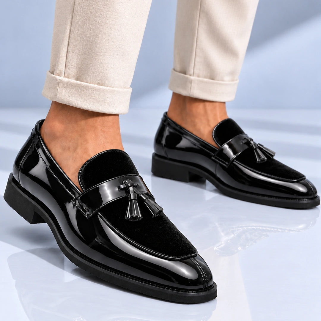 Thurlow Velvet Tassel Loafers - Black