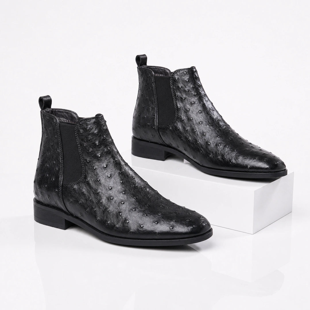 Sinclair Ostrich Embossed Chelsea Boots