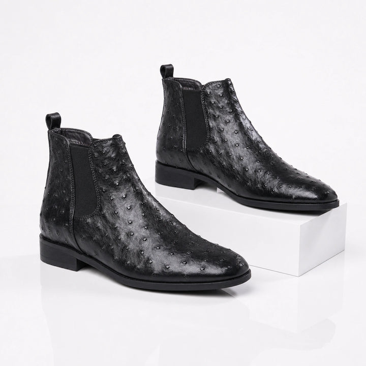 Sinclair Ostrich Embossed Chelsea Boots