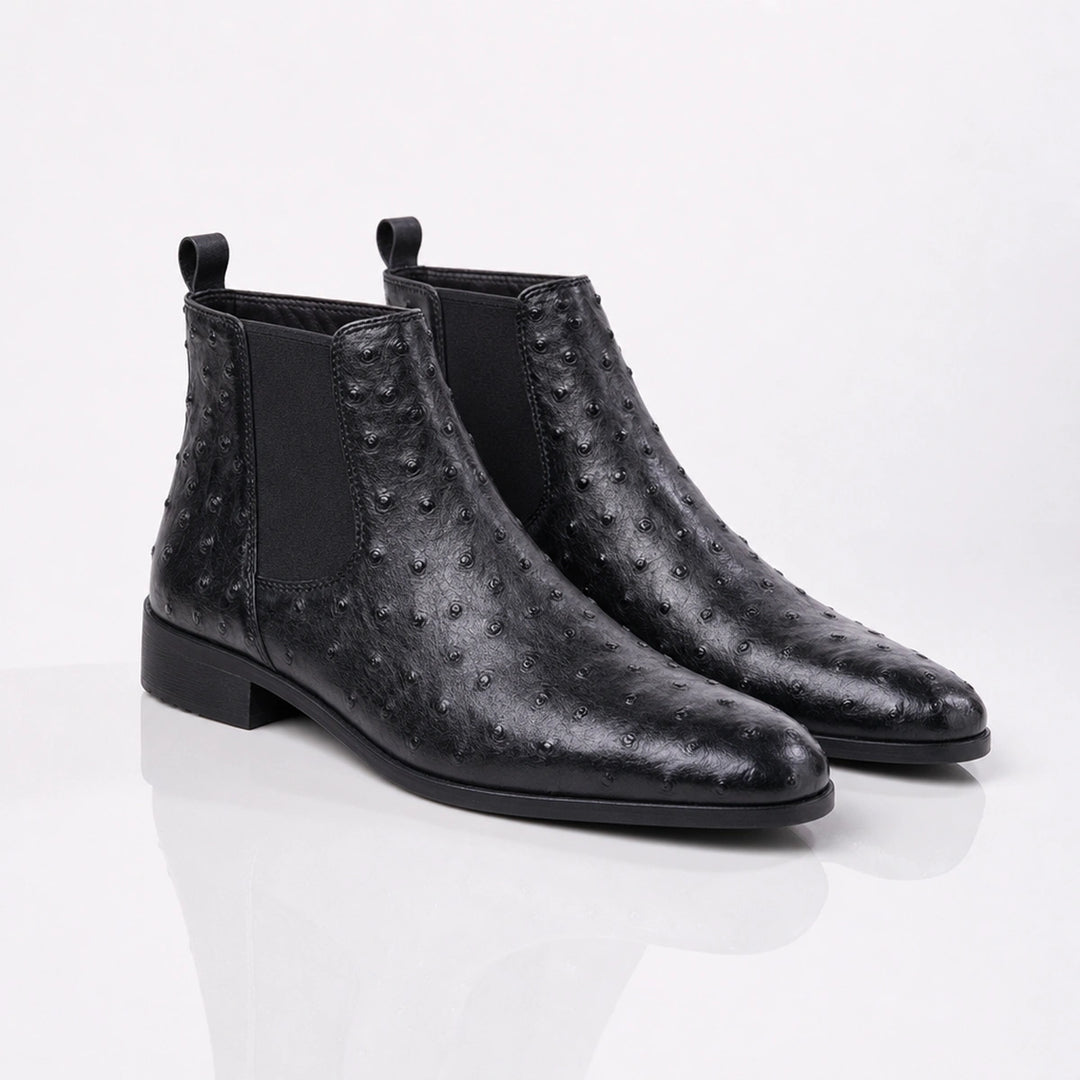 Sinclair Ostrich Embossed Chelsea Boots