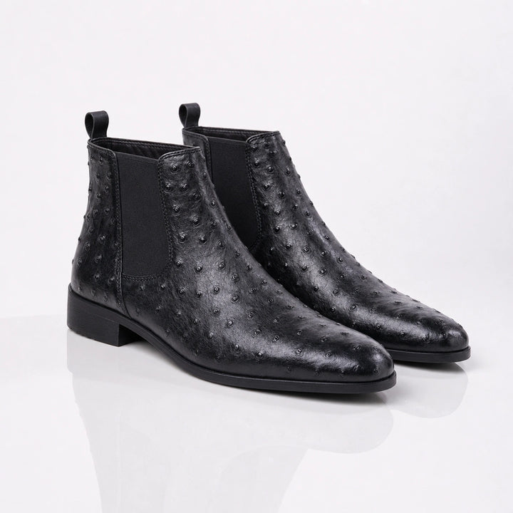 Sinclair Ostrich Embossed Chelsea Boots