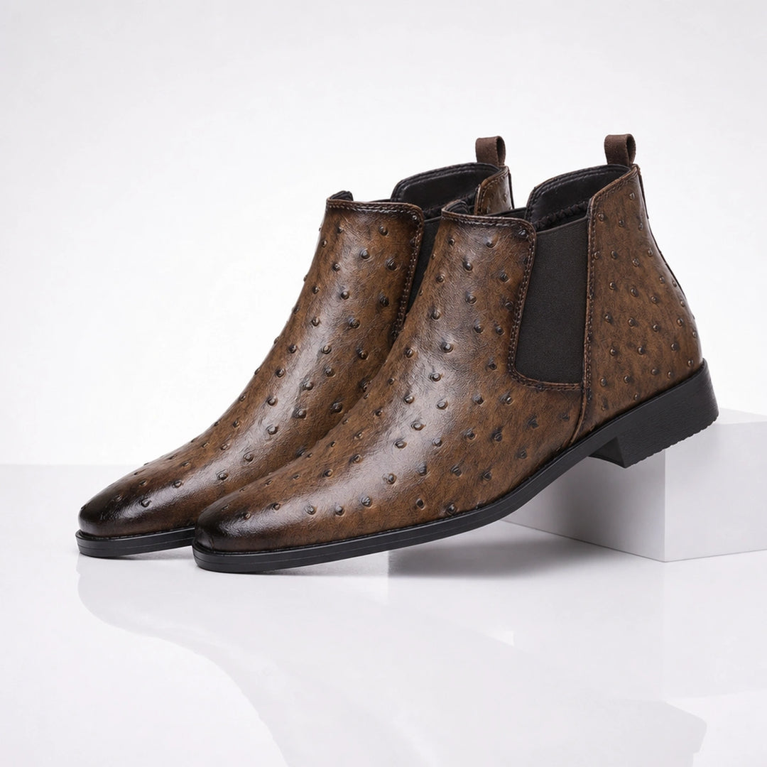 Sinclair Ostrich Embossed Chelsea Boots