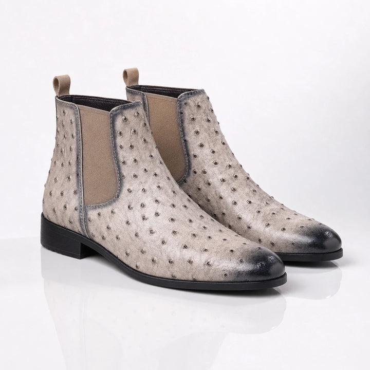 Sinclair Ostrich Embossed Chelsea Boots