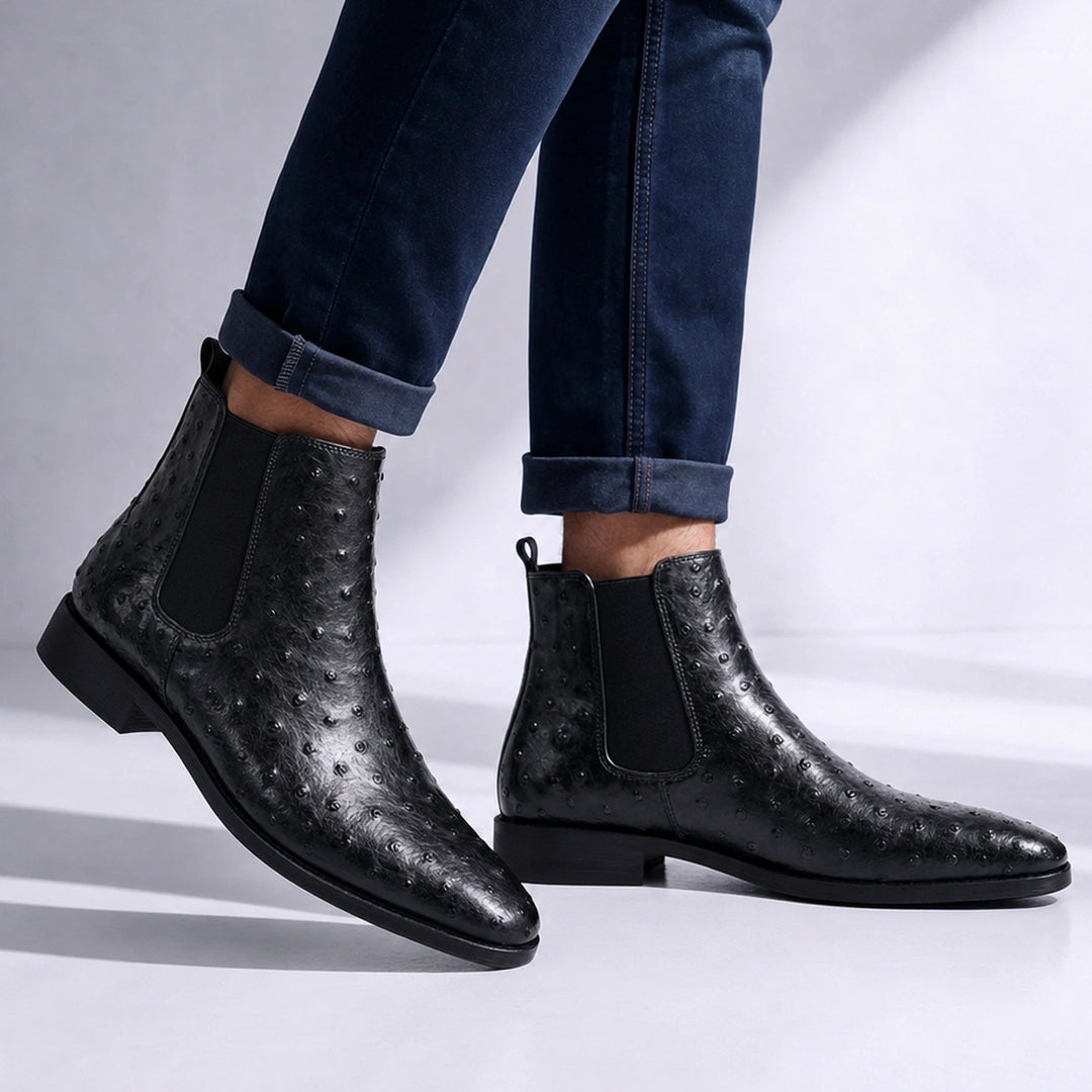 Sinclair Ostrich Embossed Chelsea Boots