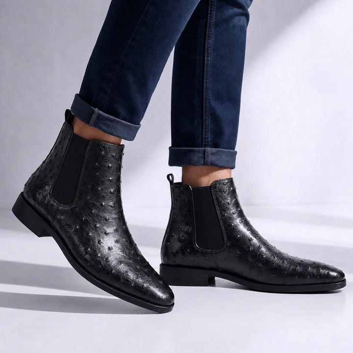 Sinclair Ostrich Embossed Chelsea Boots