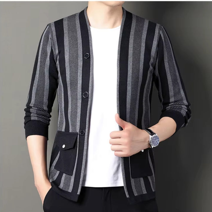 Dapper Stripe Cardigan - Redwood Main