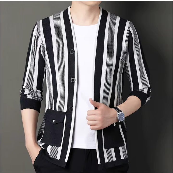 Dapper Stripe Cardigan - Redwood Main