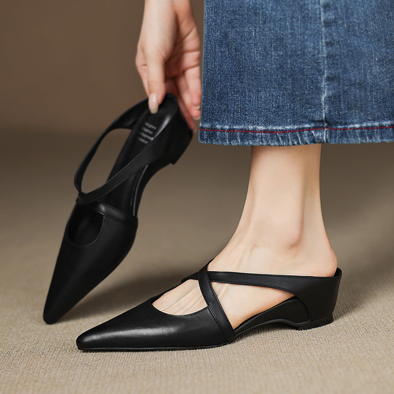 Scarlet Genuine Leather Mules