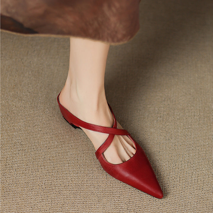 Scarlet Genuine Leather Mules