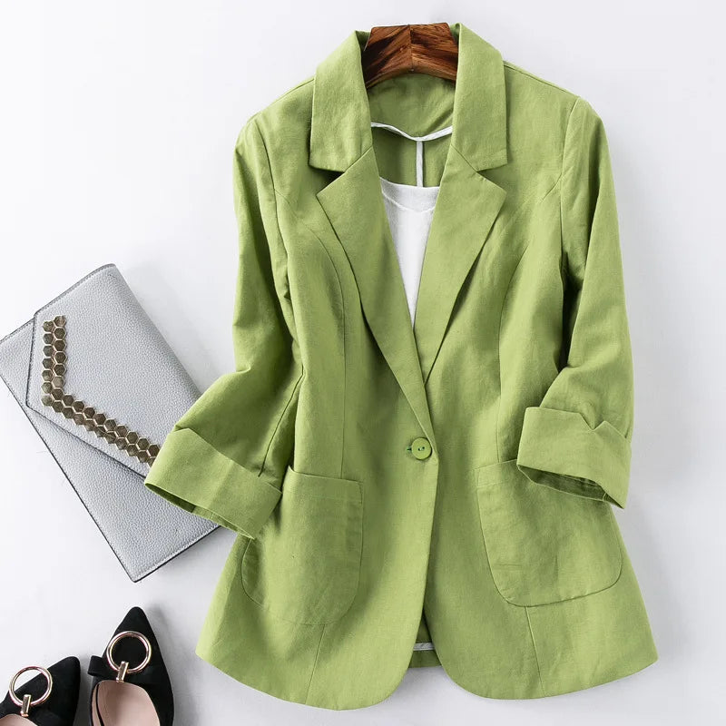 Livia Linen Blazer - Redwood Main