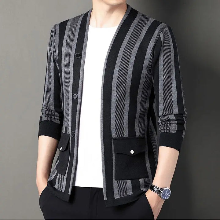 Dapper Stripe Cardigan - Redwood Main