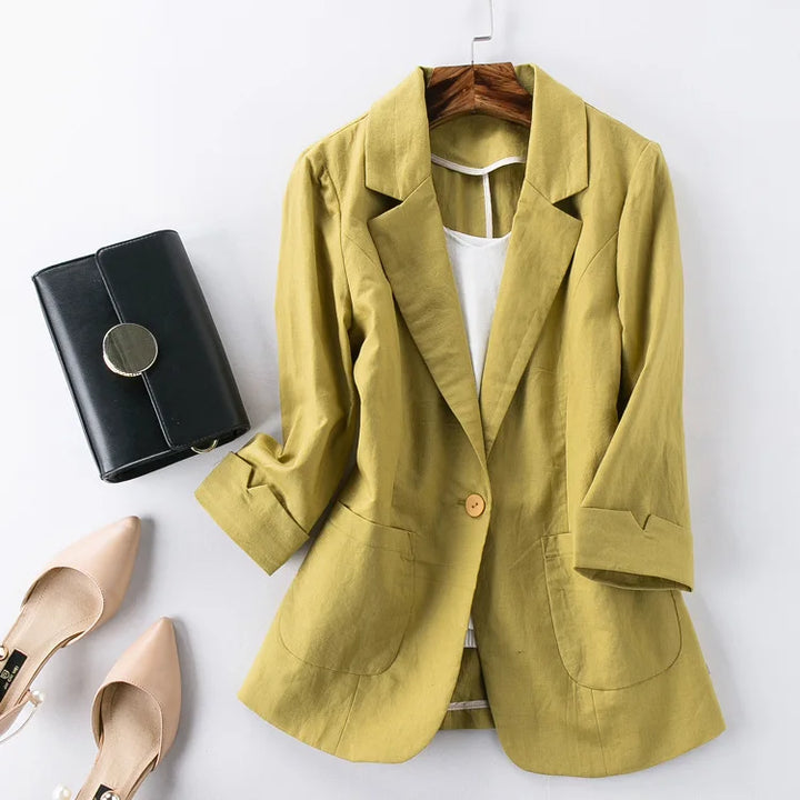 Livia Linen Blazer - Redwood Main
