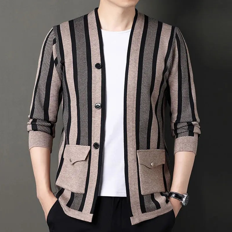 Dapper Stripe Cardigan - Redwood Main