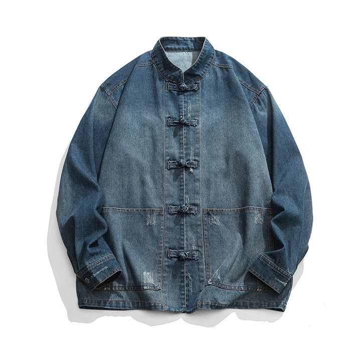 Mandarin Denim Jacket - Redwood Main