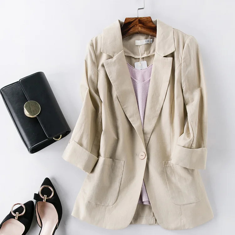 Livia Linen Blazer - Redwood Main