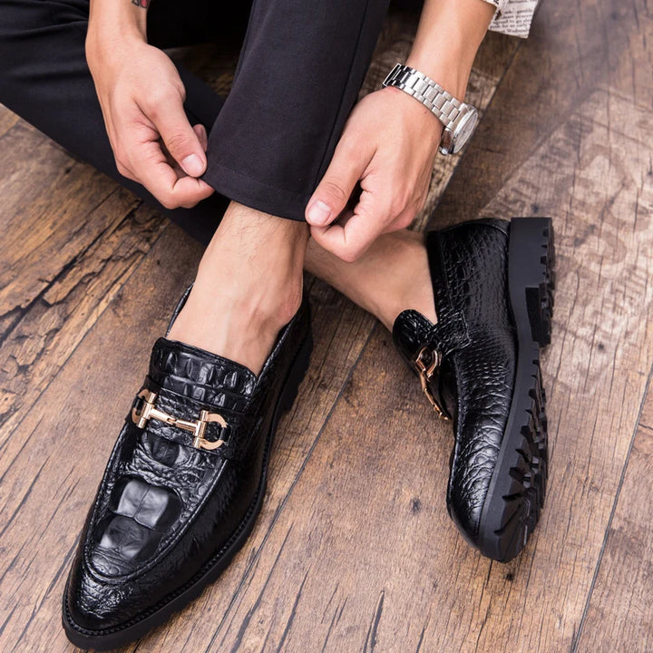 Croc Leather Loafers - Redwood Main