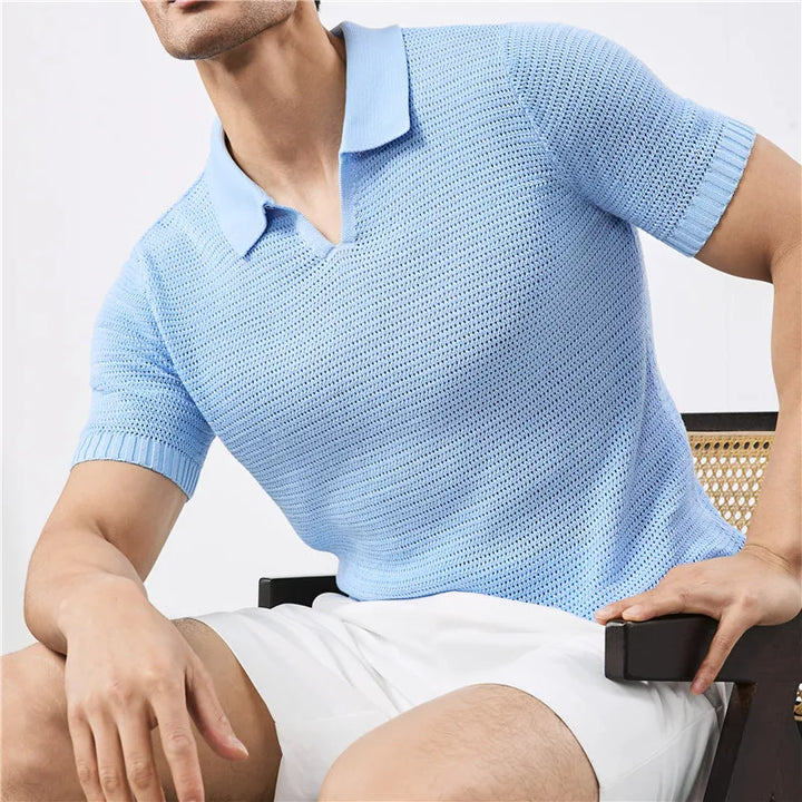 Toscano Knit Polo - Red / M - Men's Fashion