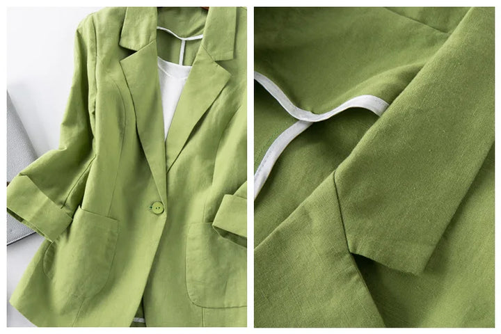Livia Linen Blazer - Redwood Main