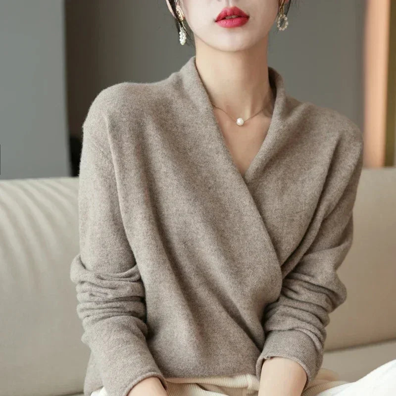 Sophia Wool V-Neck Sweater - Redwood Main