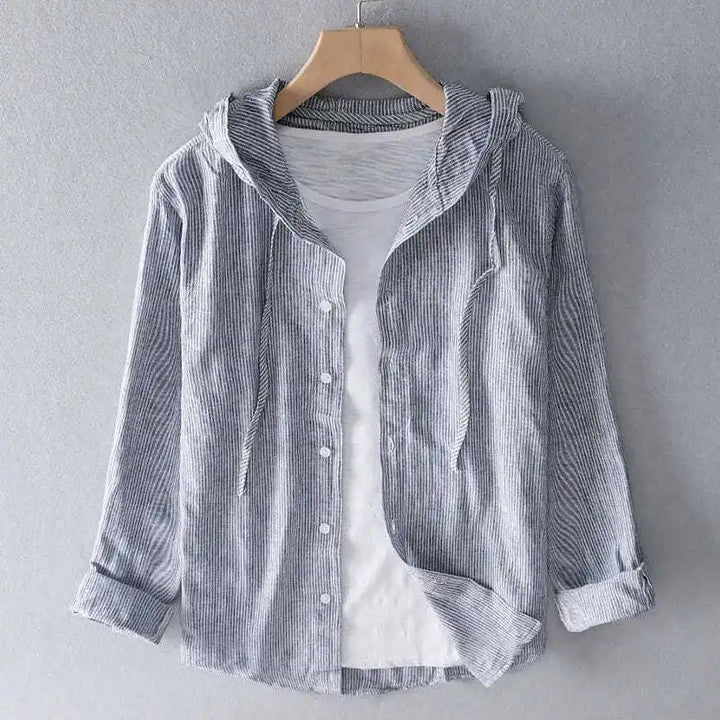 Ward Linen Hooded Shirt - Redwood Main