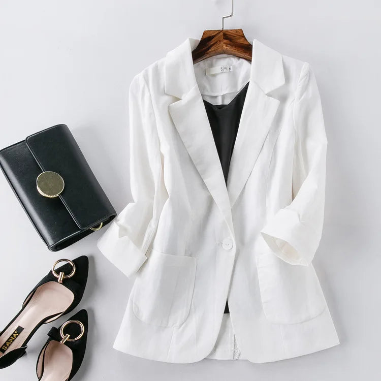 Livia Linen Blazer - Redwood Main