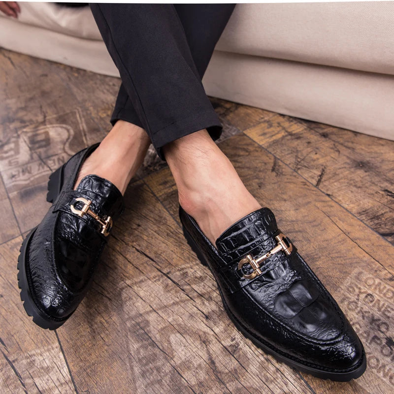 Croc Leather Loafers - Redwood Main