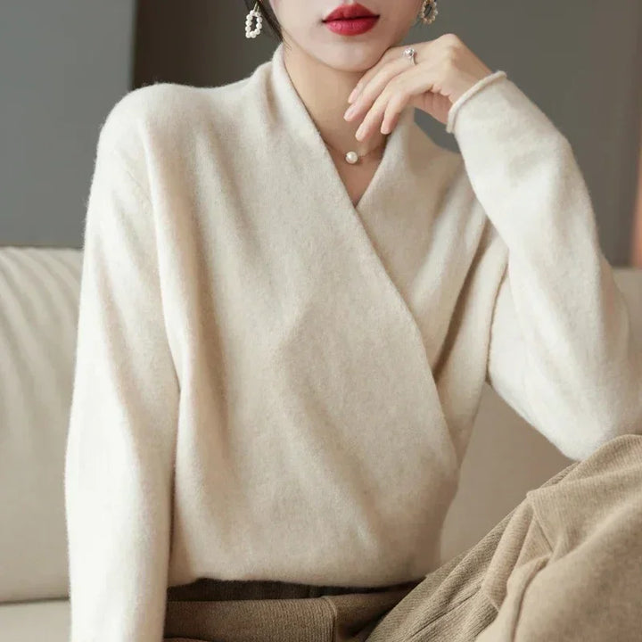 Sophia Wool V-Neck Sweater - Redwood Main