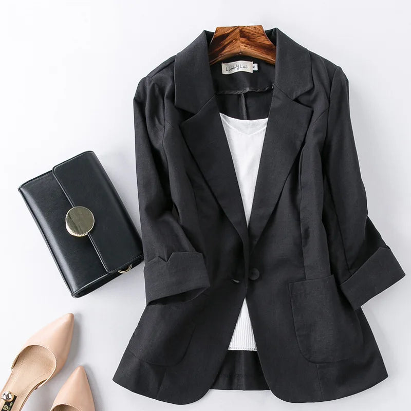 Livia Linen Blazer - Redwood Main