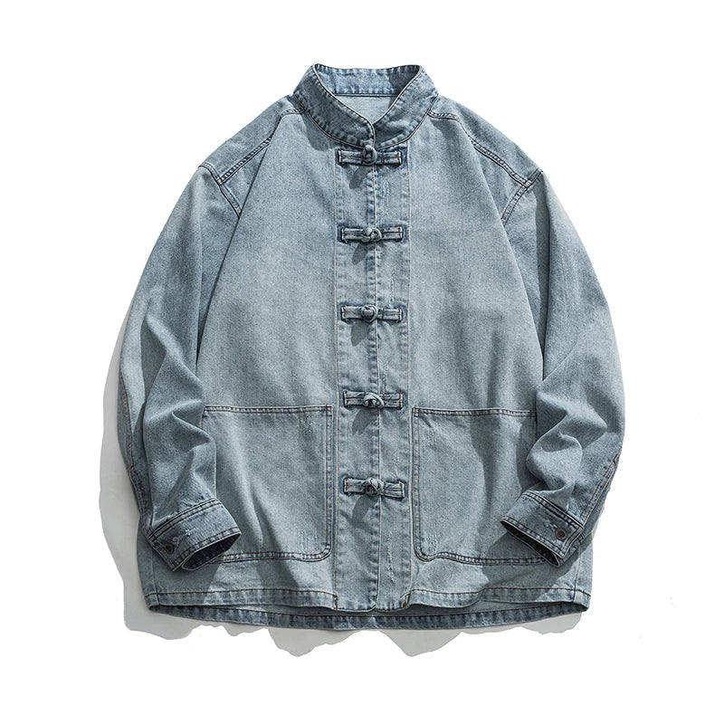 Mandarin Denim Jacket - Redwood Main
