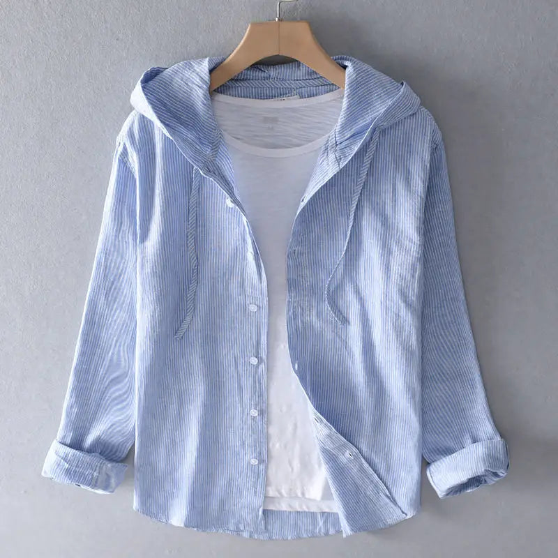 Ward Linen Hooded Shirt - Redwood Main