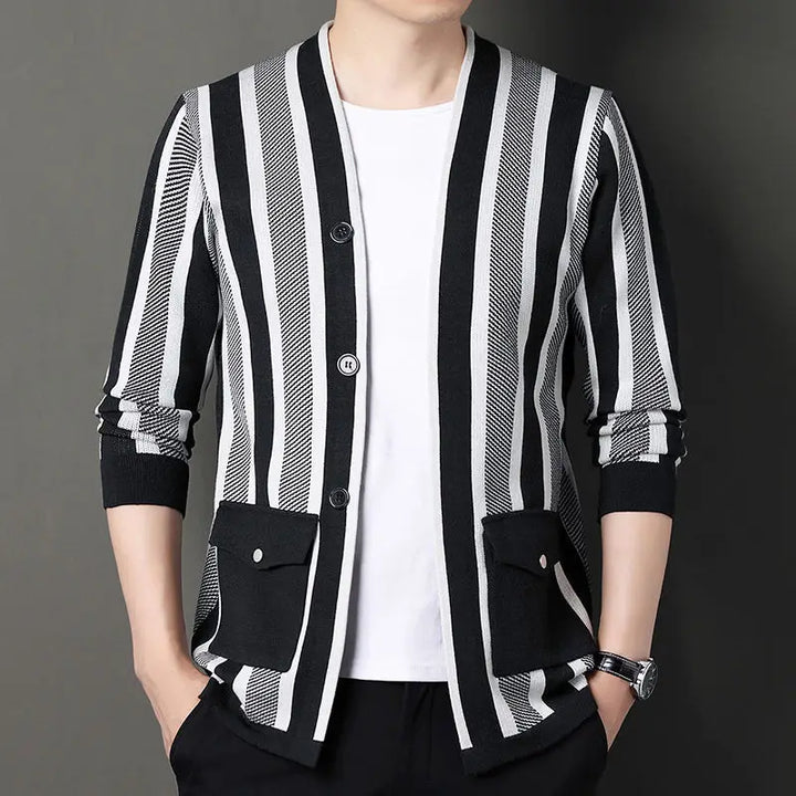 Dapper Stripe Cardigan - Redwood Main