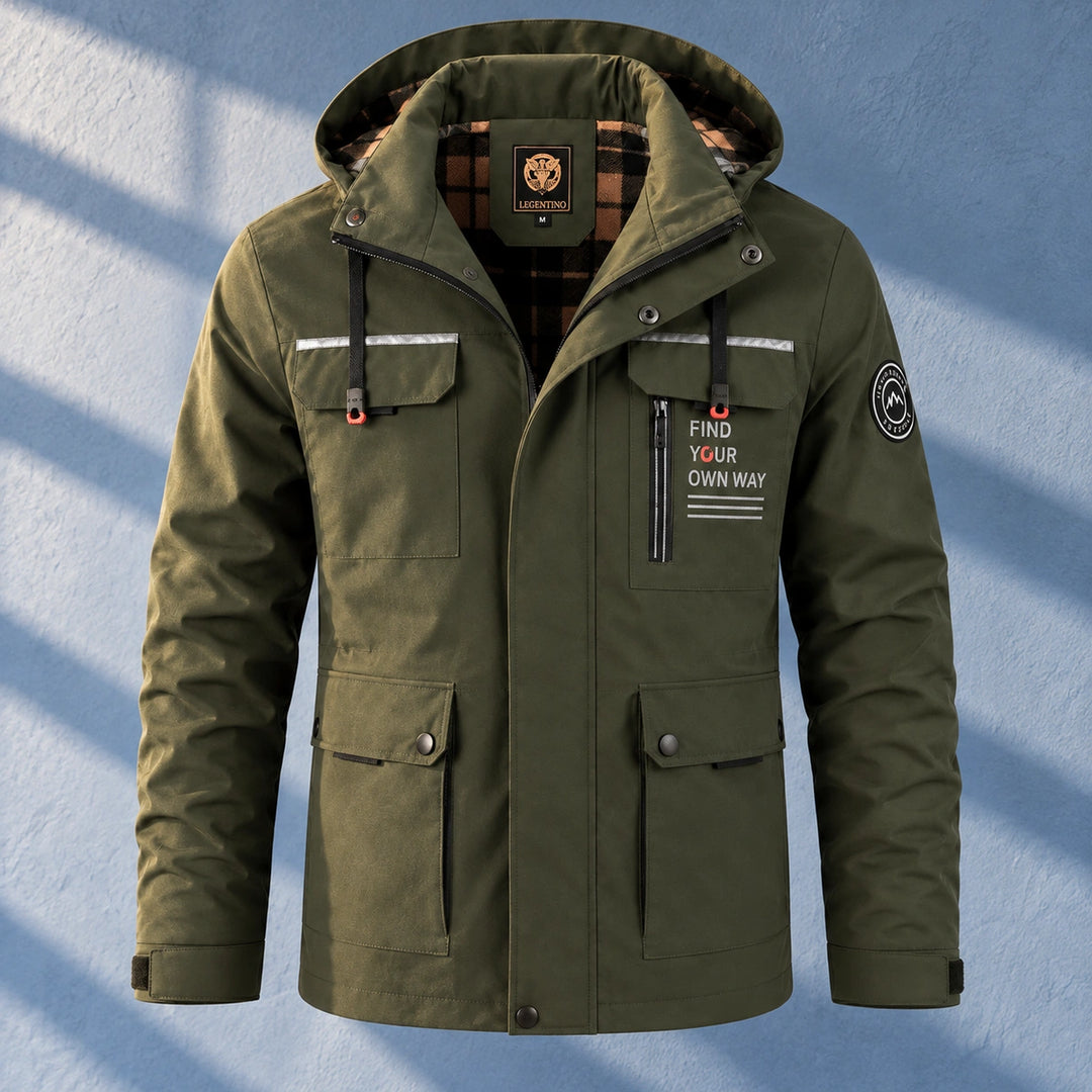 Aaron Plaid Lined Hooded Utility Jacket - Green