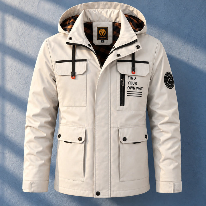 Aaron Plaid Lined Hooded Utility Jacket - White