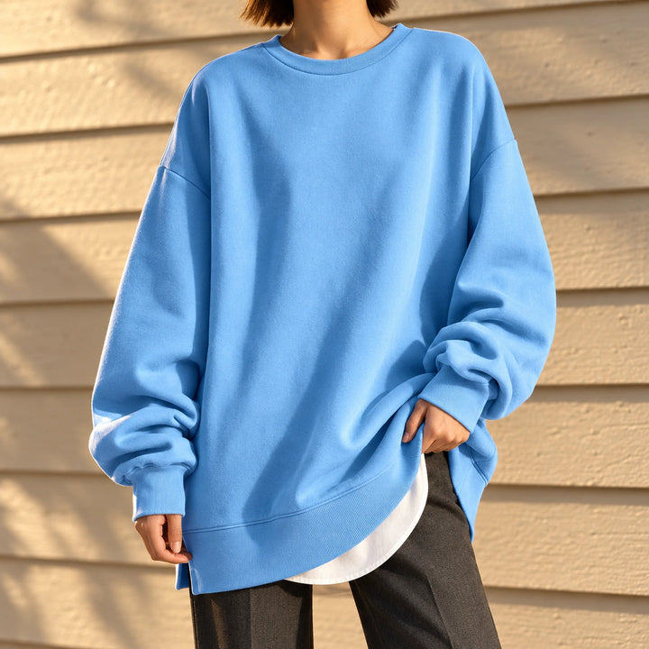 Abigail Oversized Tunic Length Sweatshirt - Light Blue