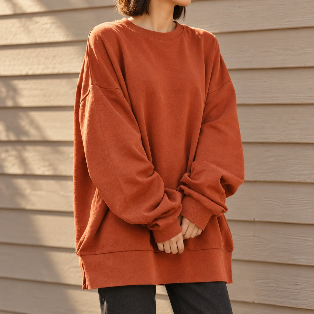 Abigail Oversized Tunic Length Sweatshirt - Orange