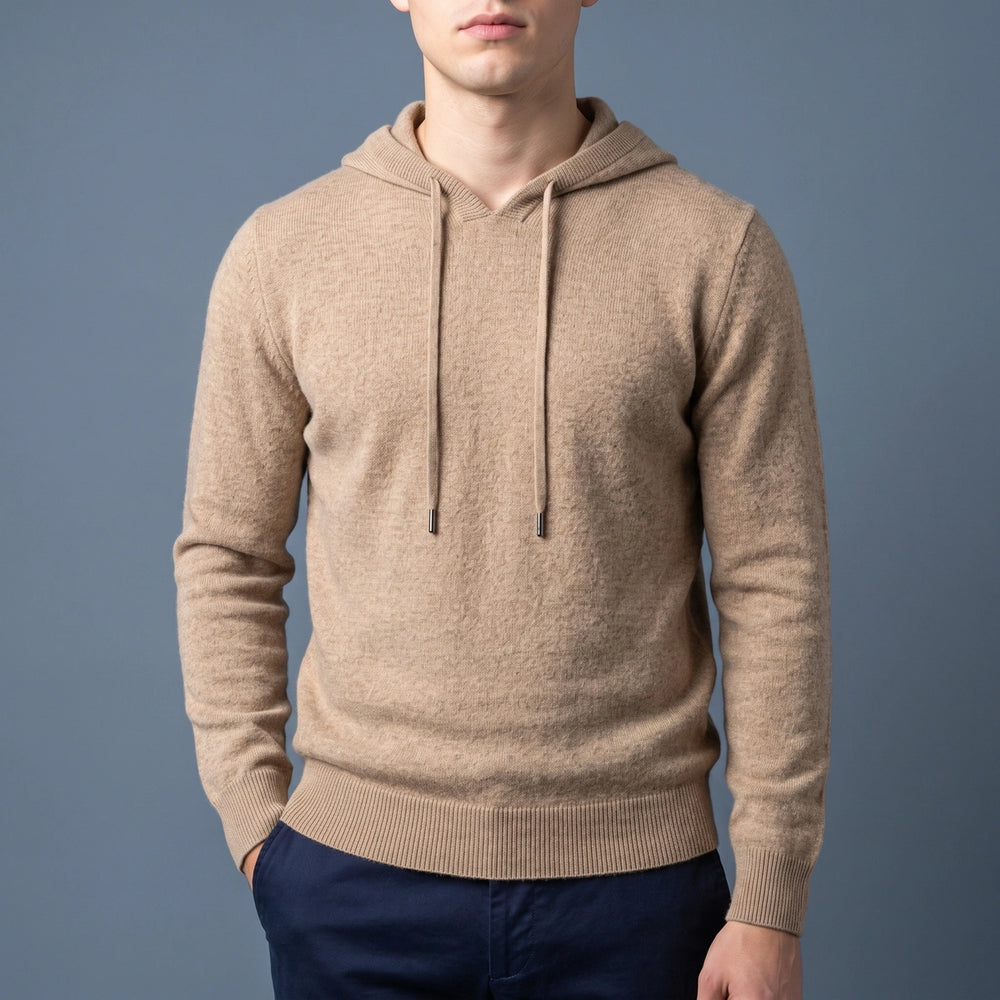 Adalbert Merino Wool Knit Pullover Hoodie - Khaki