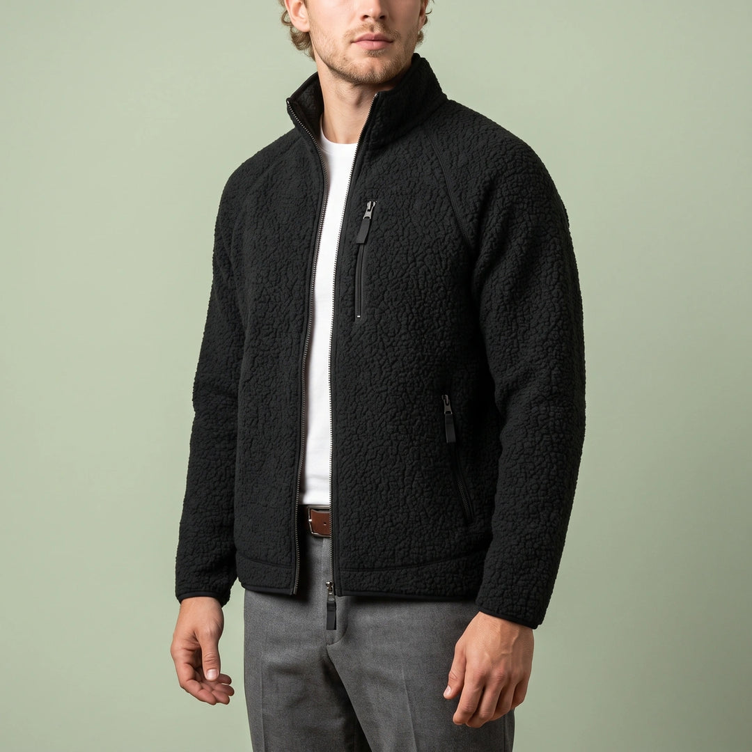 Alden Sherpa Fleece Zip Jacket - Black