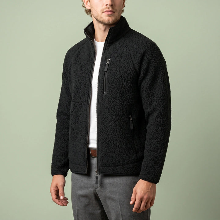Alden Sherpa Fleece Zip Jacket - Black