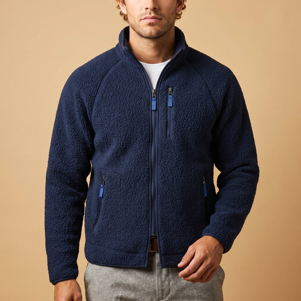 Alden Sherpa Fleece Zip Jacket - Navy
