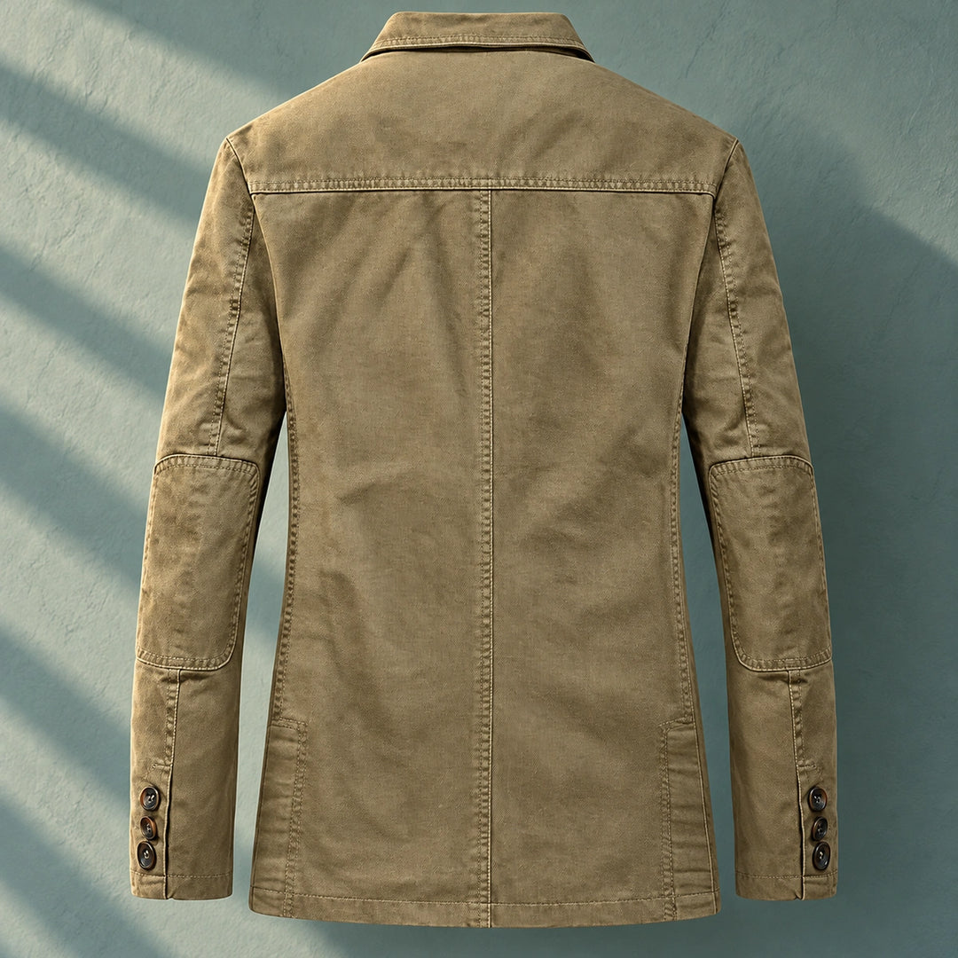 Allan Washed Cotton Striped Lining Blazer - Khaki
