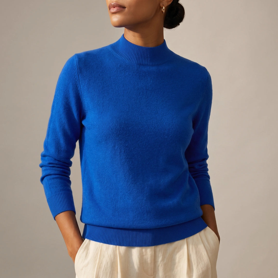 Alma Cashmere Mock Neck Sweater - Blue