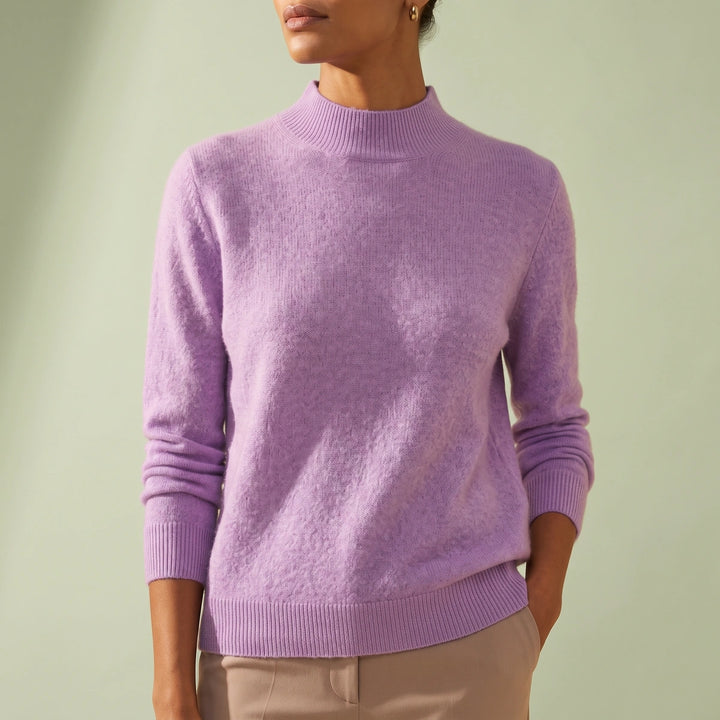 Alma Cashmere Mock Neck Sweater - Lavender
