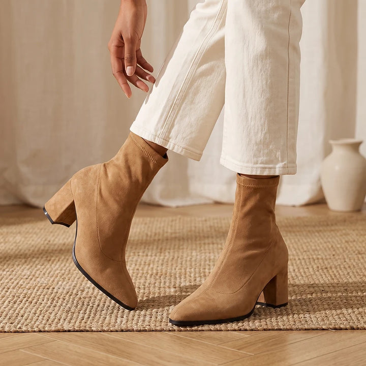 Verena Women's Suede Ankle Boots - Apricot
