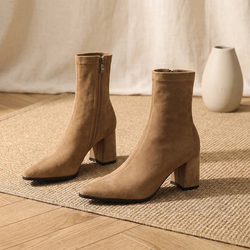 Verena Women's Suede Ankle Boots - Apricot