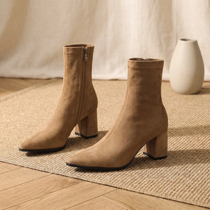 Verena Women's Suede Ankle Boots - Apricot
