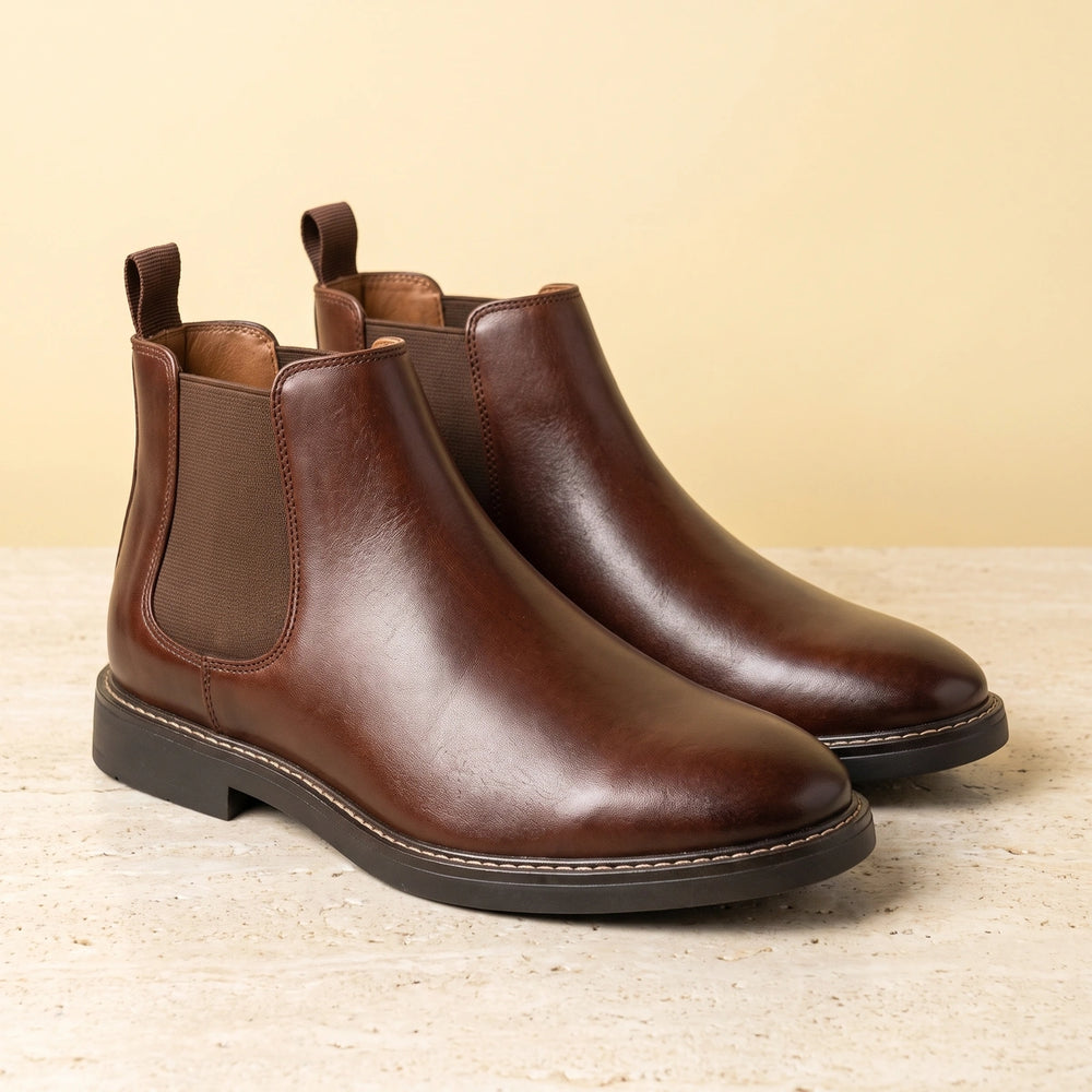 Amadeus Waterproof Pull Tab Chelsea Boots - Dark Brown