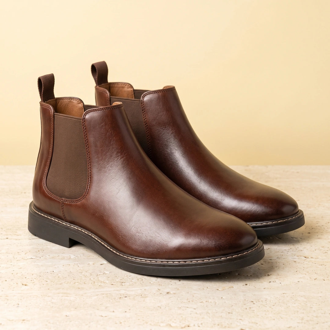 Amadeus Waterproof Pull Tab Chelsea Boots - Dark Brown