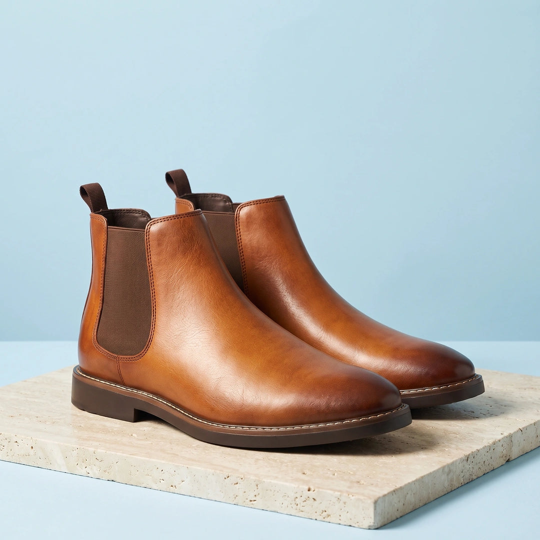 Amadeus Waterproof Pull Tab Chelsea Boots - Light Brown