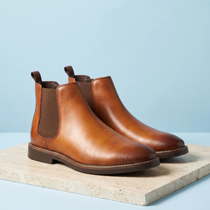 Amadeus Waterproof Pull Tab Chelsea Boots - Light Brown