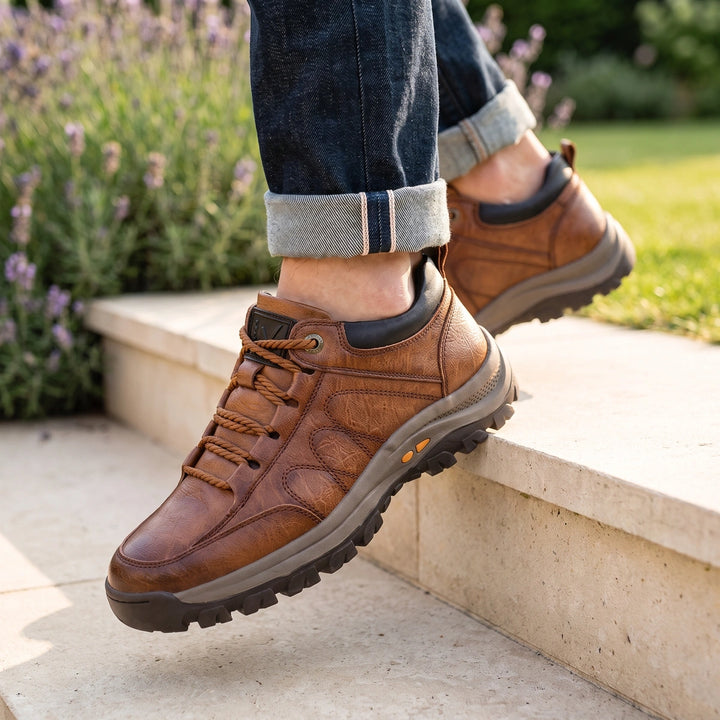 Anatole Orthopedic Leather Lugged Walking Shoes - Brown